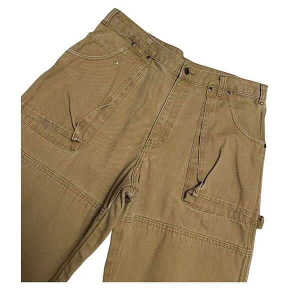 DICKIES Canvas Work Carpenter Brown Double Front Large Pockets Pants Mens 34x30 - Picture 4 of 5